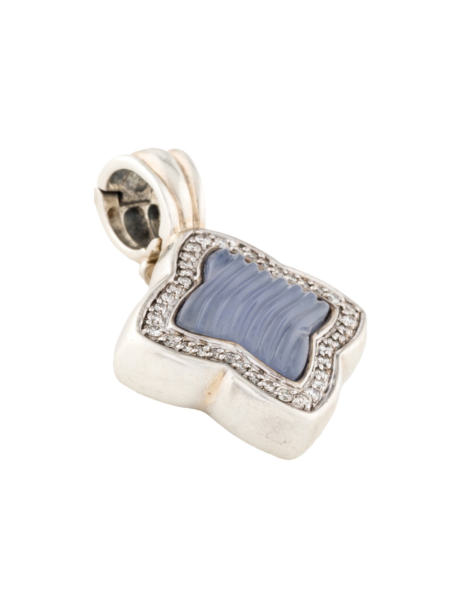 David Yurman Chalcedony & Diamond Quatrefoil Pendant