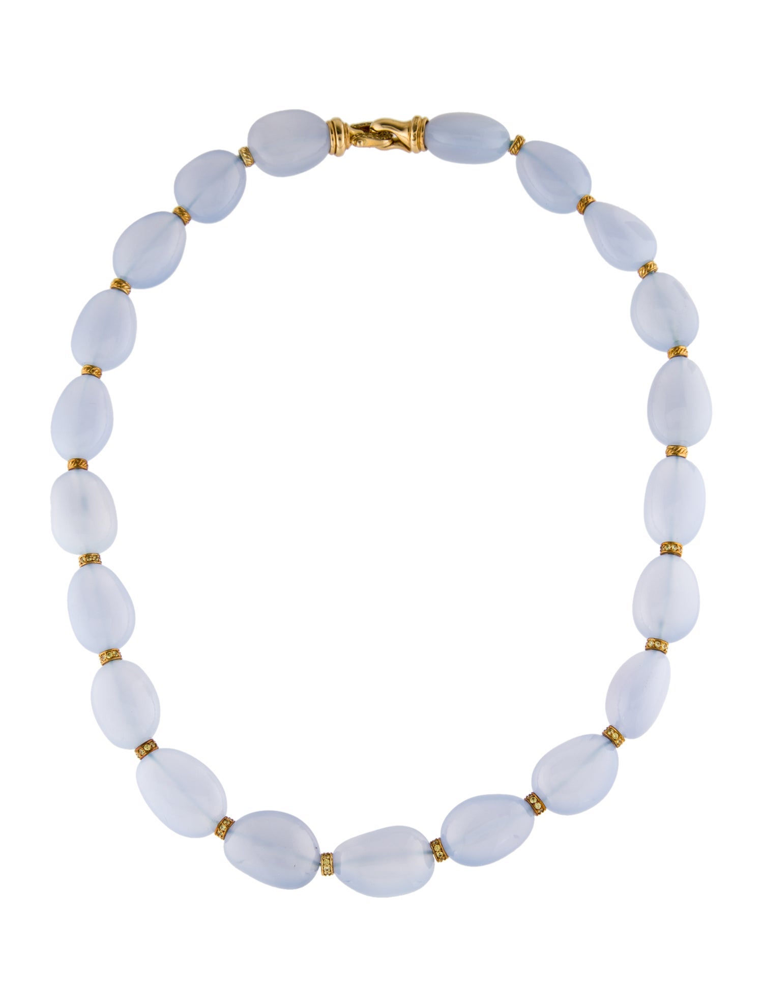 David Yurman 18K Chalcedony & Sapphire Bead Strand Necklace