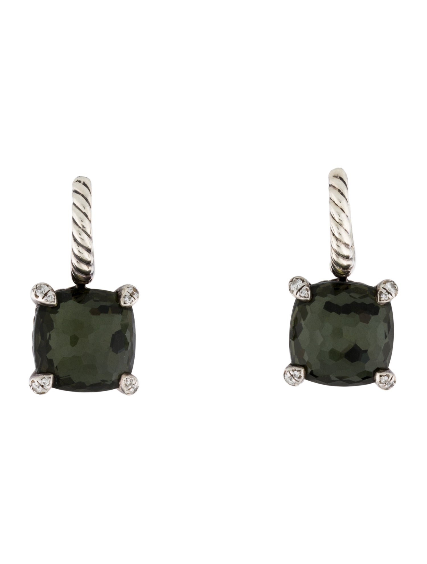 David Yurman Green Orchid & Diamond Chatelaine Drop Earrings