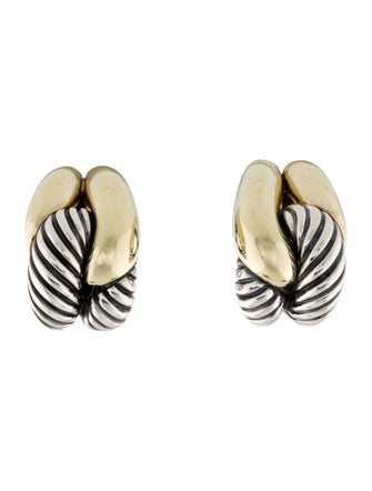 David Yurman Two-Tone Labyrinth Single Loop Earclips