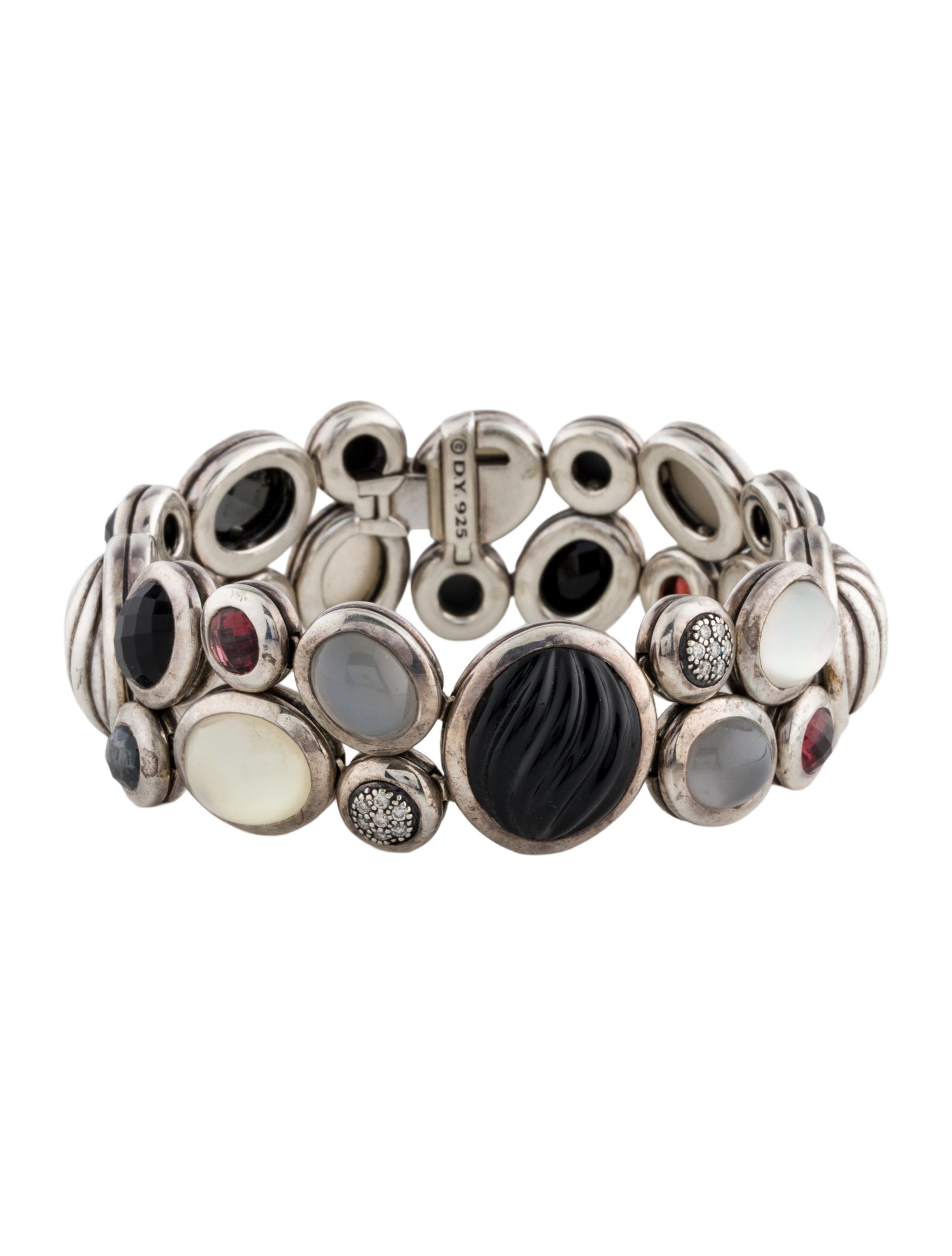 David Yurman Mother Of Pearl, Diamond & Multistone Mosaic Narrow Bracelet