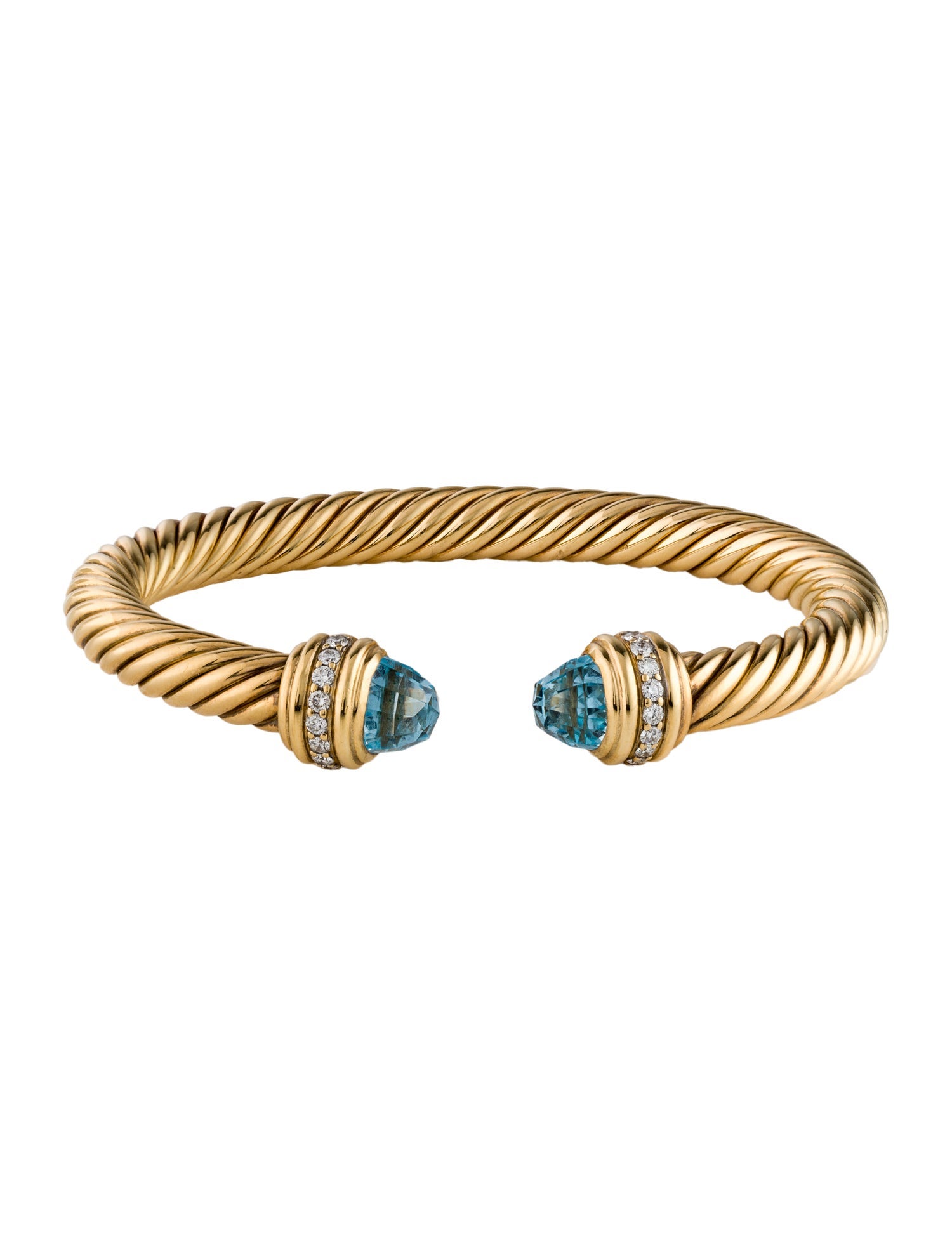 David Yurman 18K Topaz & Diamond Cablespira Cuff Bracelet