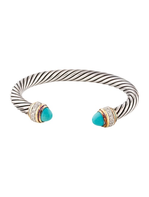 David Yurman Turquoise & Diamond Cable Classic Cuff Bracelet