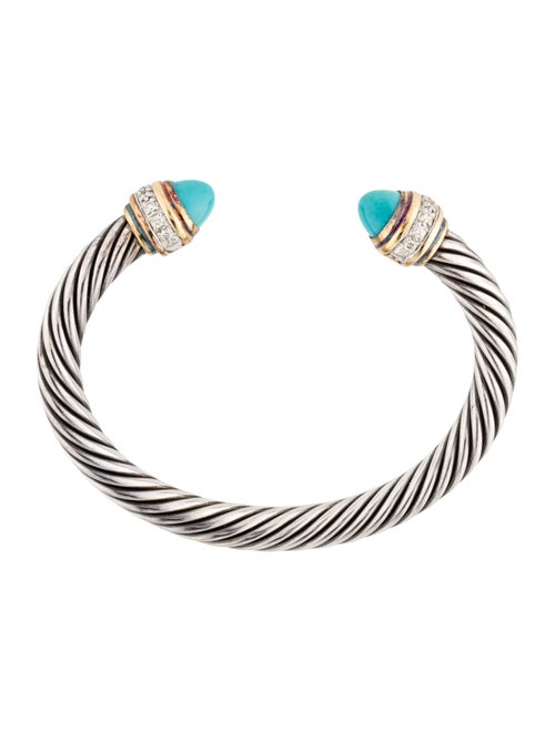 David Yurman Turquoise & Diamond Cable Classic Cuff Bracelet