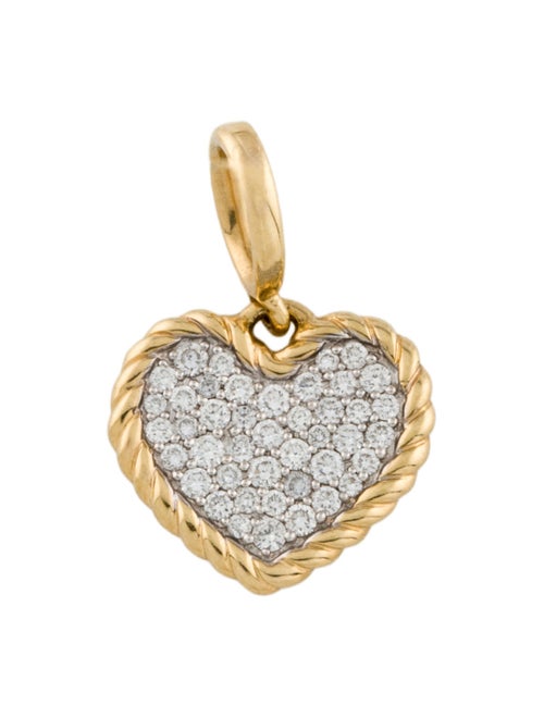 David Yurman 18K Diamond Cable Collectibles Pavé Plate Heart Pendant