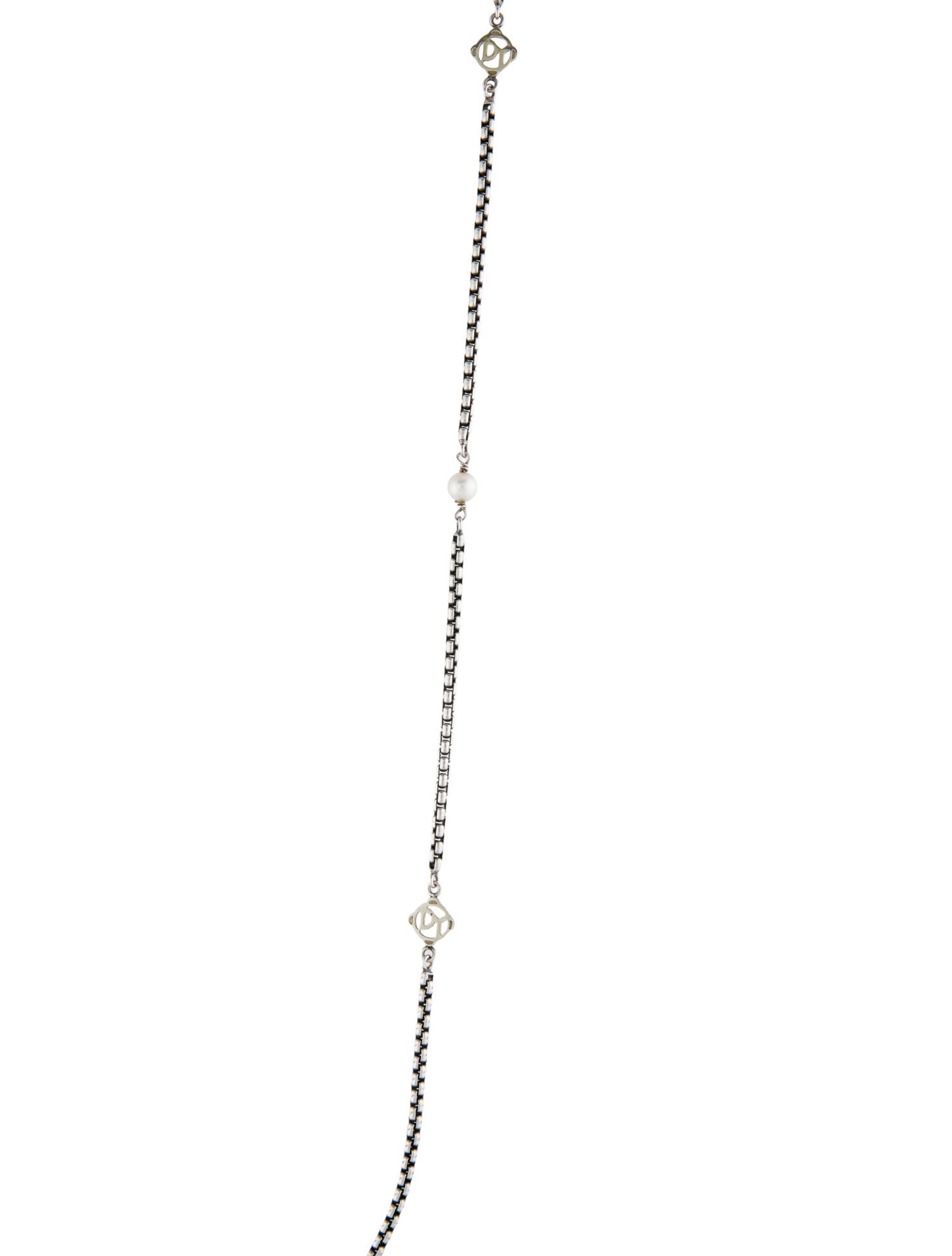 David Yurman Pearl Logo Station Necklace