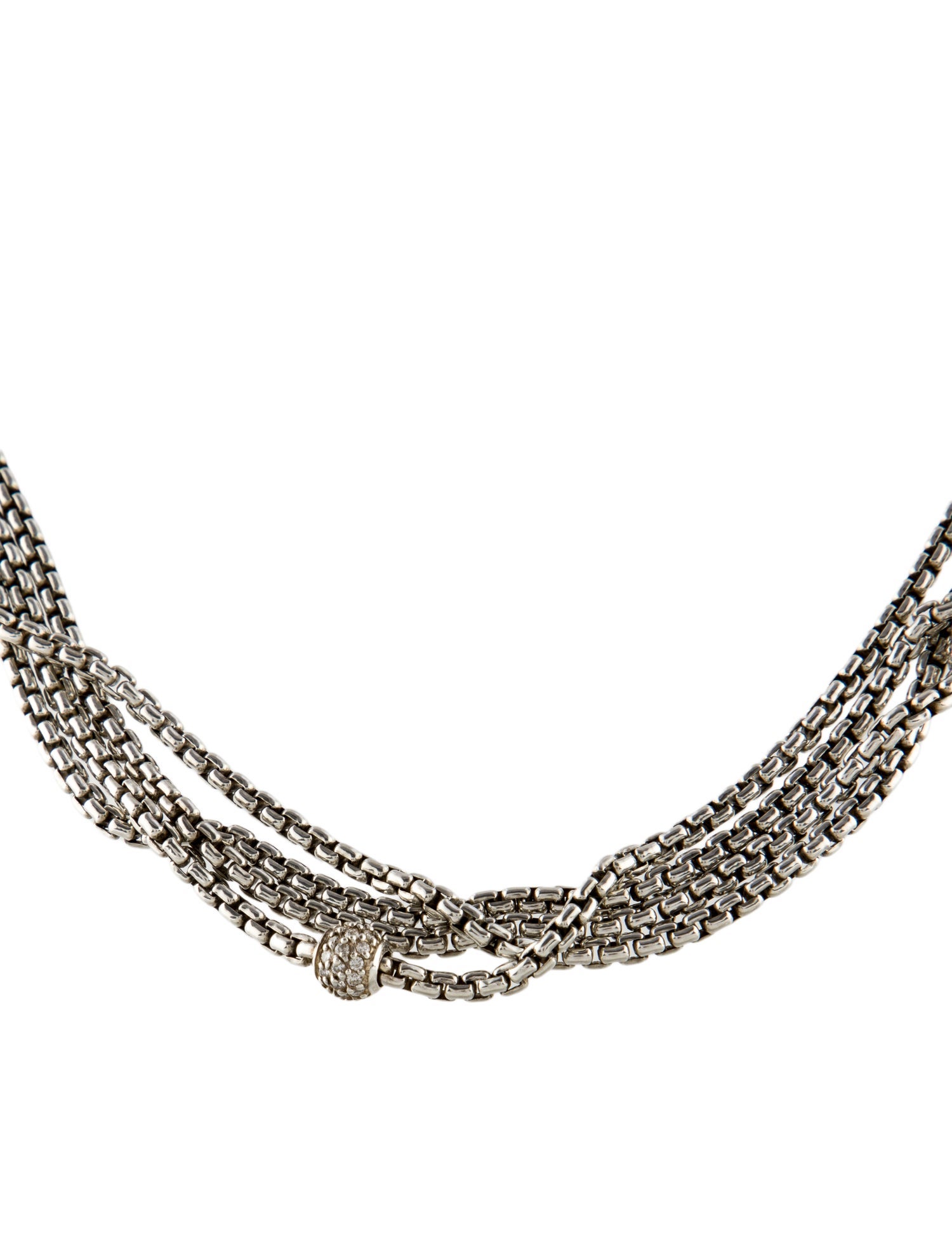 David Yurman Diamond Four-Row Small Multistrand Chain Necklace