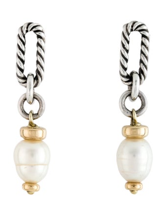 David Yurman Cultured Pearl Chain Drop Earrings