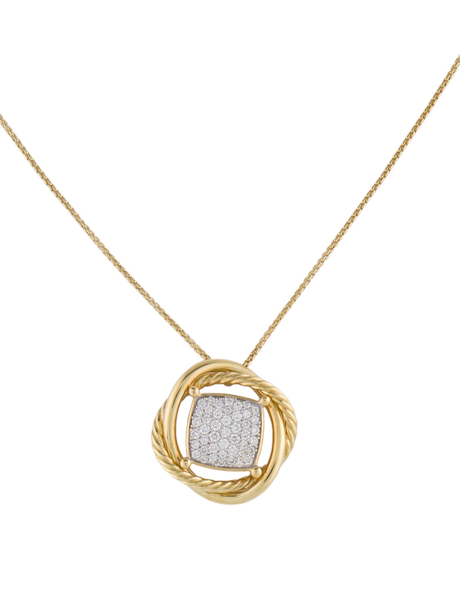 David Yurman 18K Diamond Infinity Pendant Necklace
