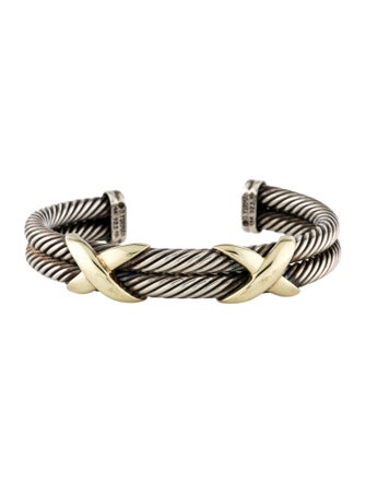 David Yurman Two-Tone Double X Station Cuff Bracelet