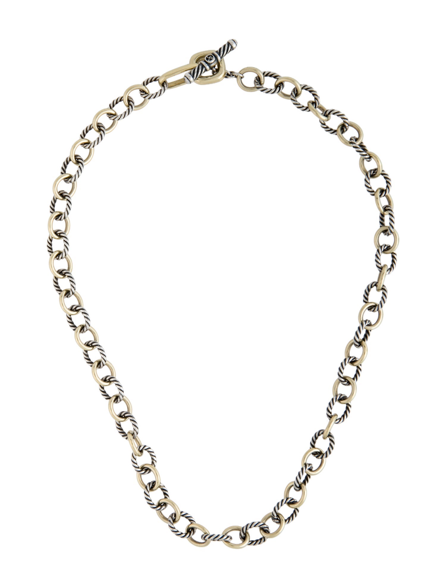 David Yurman Two-Tone Oval Toggle Chain Link Necklace