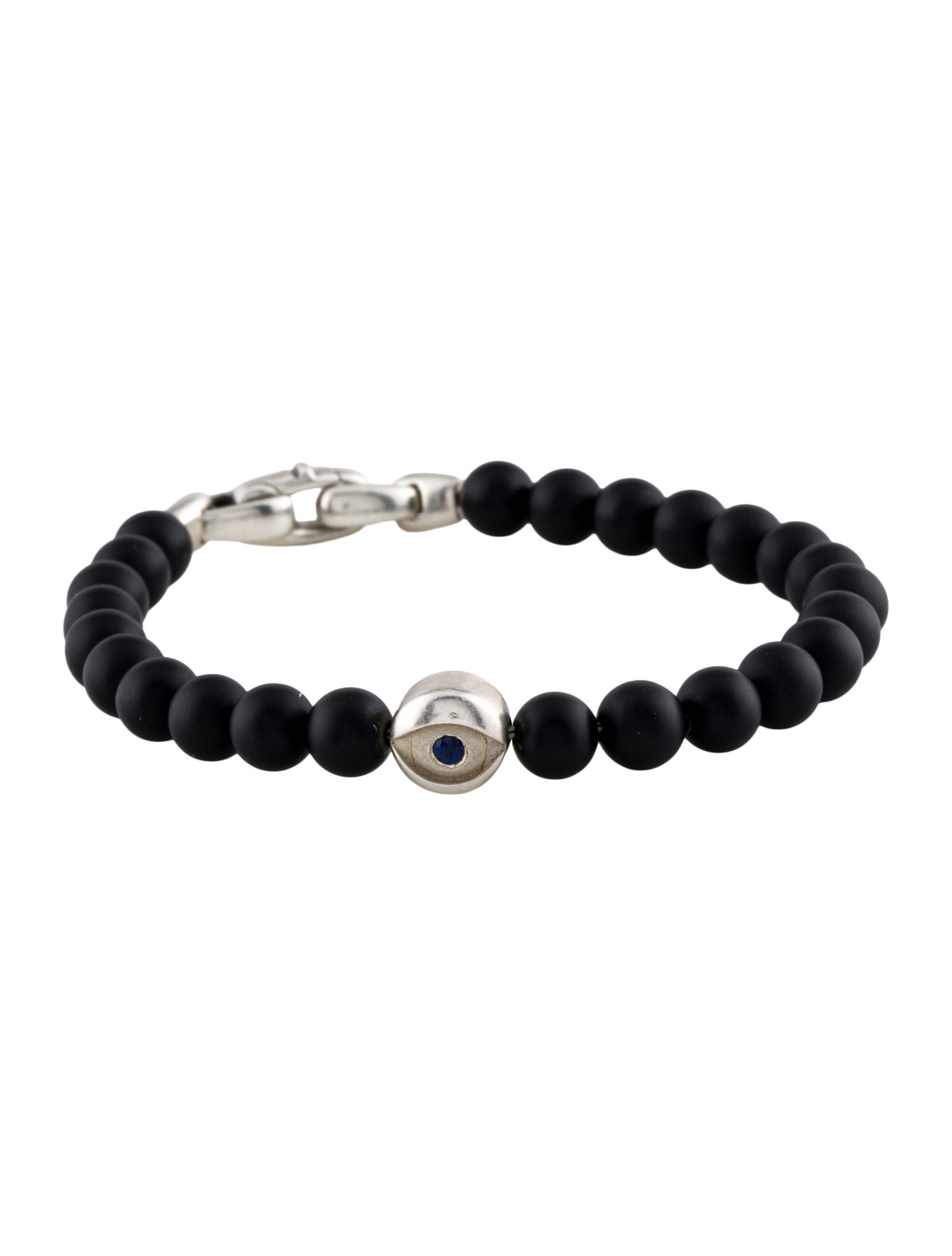 David Yurman Onyx & Sapphire Spiritual Beads Evil Eye Bracelet