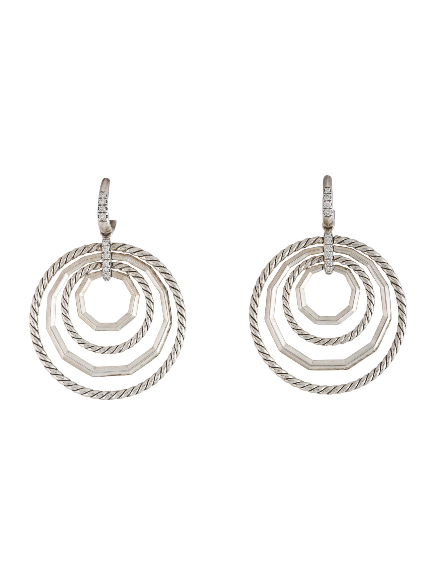 David Yurman Diamond Stax Door Knocker Dorp Earrings