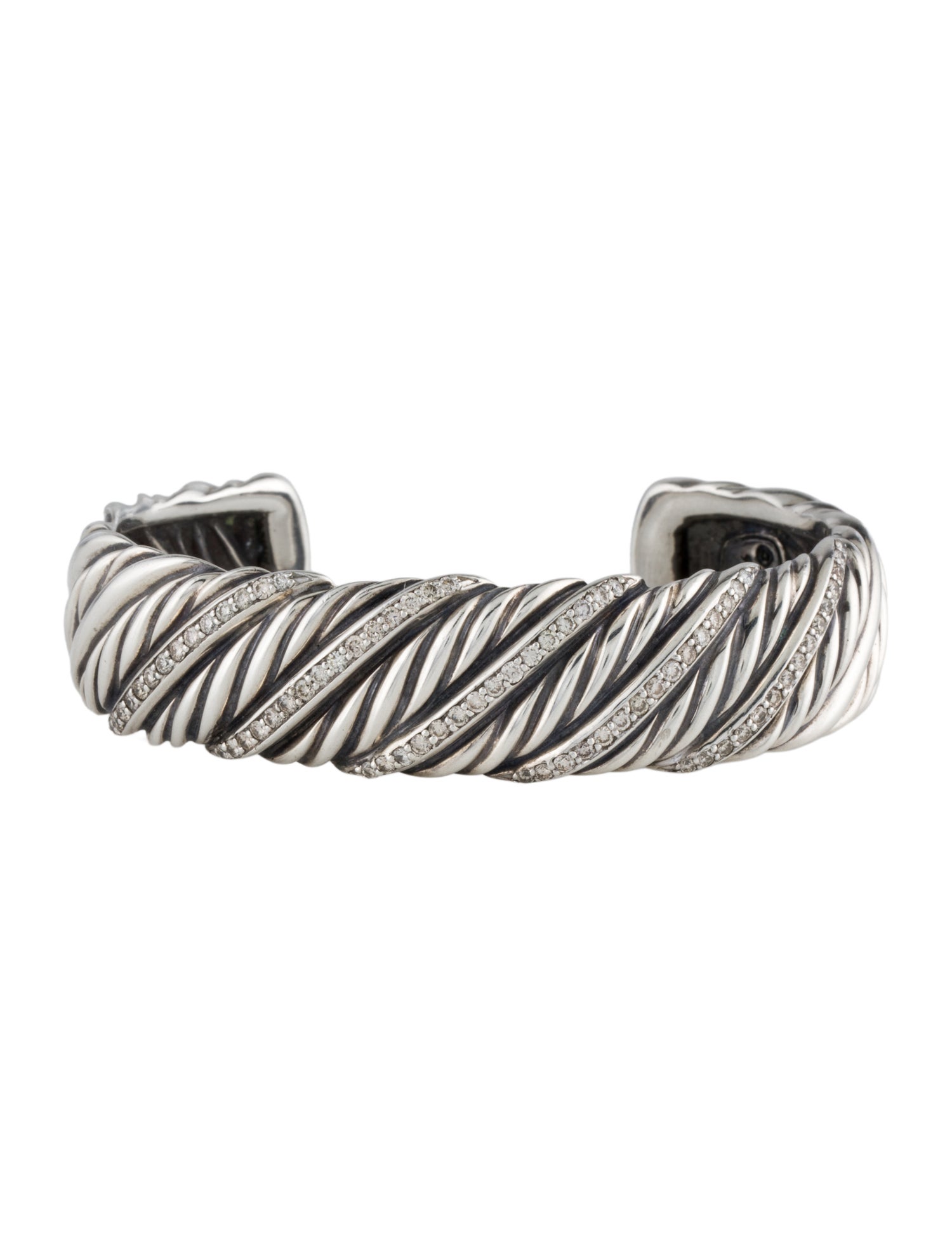 David Yurman 1.38ctw Diamond Sculpted Cable Cuff Bracelet