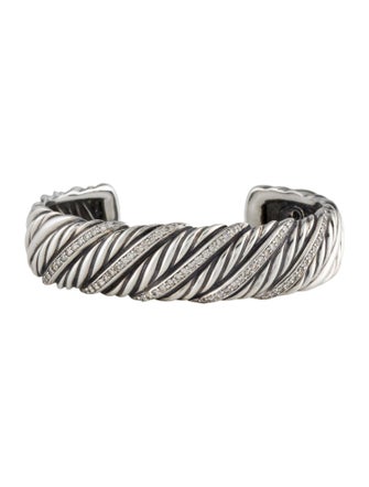 David Yurman 1.38ctw Diamond Sculpted Cable Cuff Bracelet
