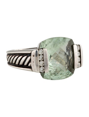 David Yurman Cocktail Ring Prasiolite & Diamond 7