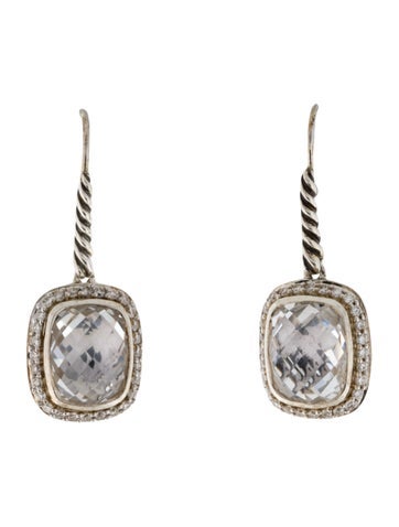 David Yurman Drop Topaz & Diamond Earrings