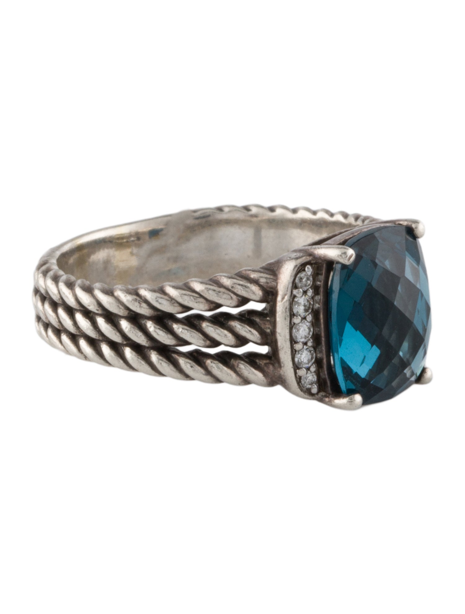 David Yurman Topaz & Diamond Petite Wheaton Ring