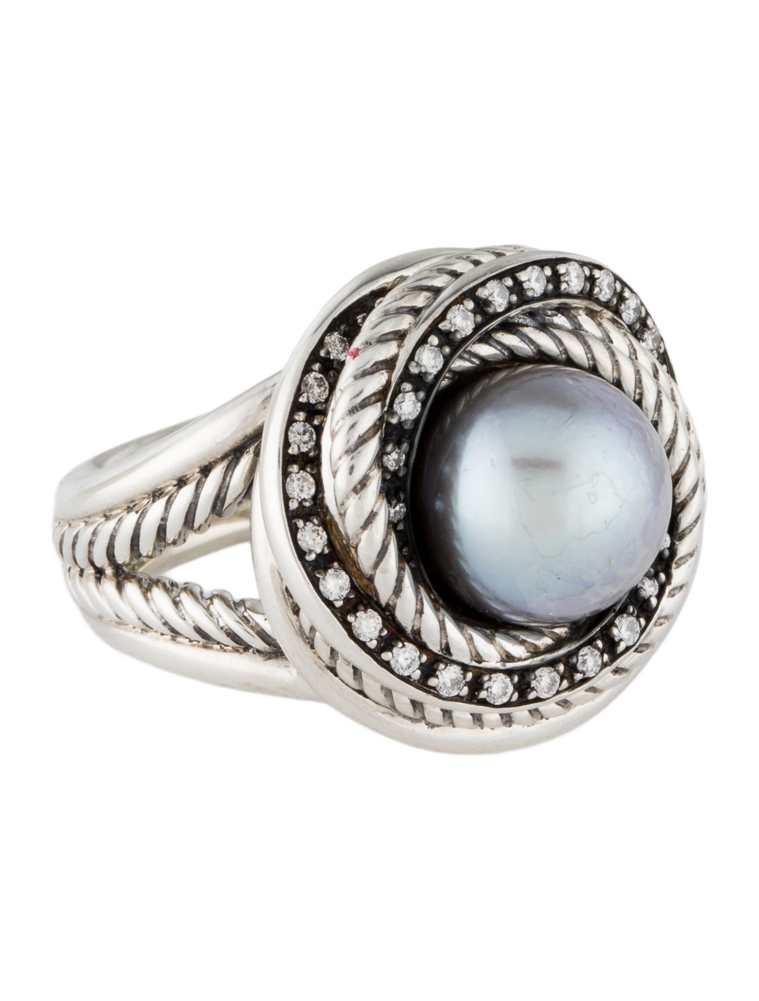 David Yurman Pearl & Diamond Crossover Ring