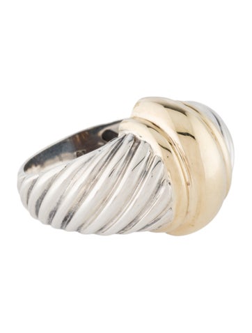 David Yurman Cocktail Ring Two-Tone Dome Cable 6