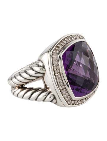 David Yurman Cocktail Ring Amethyst & Diamond Albion 7