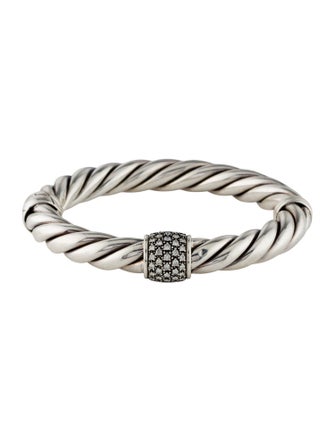 David Yurman Diamond Cable Station Hinged Bangle