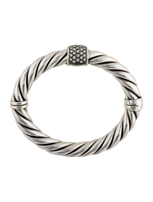 David Yurman Diamond Cable Station Hinged Bangle