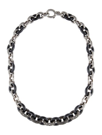 David Yurman Ceramic 6.24ctw Diamond Midnight Melange Chain Link Necklace