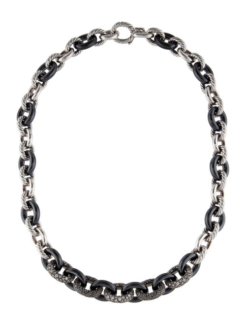 David Yurman Ceramic 6.24ctw Diamond Midnight Melange Chain Link Necklace