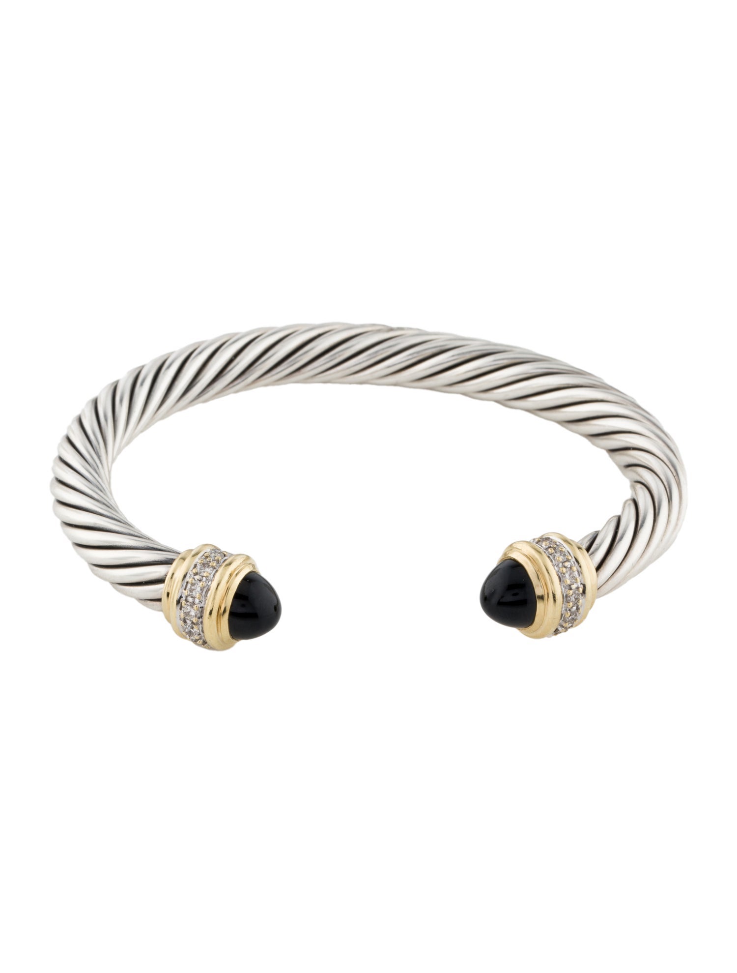 David Yurman Onyx & Diamond Cable Classic Cuff