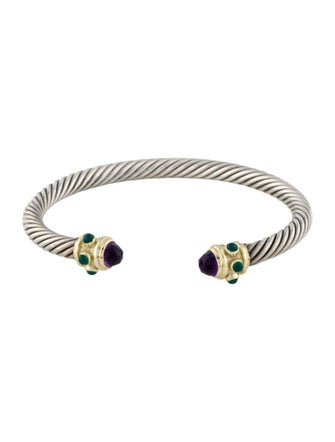 David Yurman Dyed Chalcedony & Amethyst Renaissance Cuff Bracelet