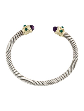 David Yurman Dyed Chalcedony & Amethyst Renaissance Cuff Bracelet