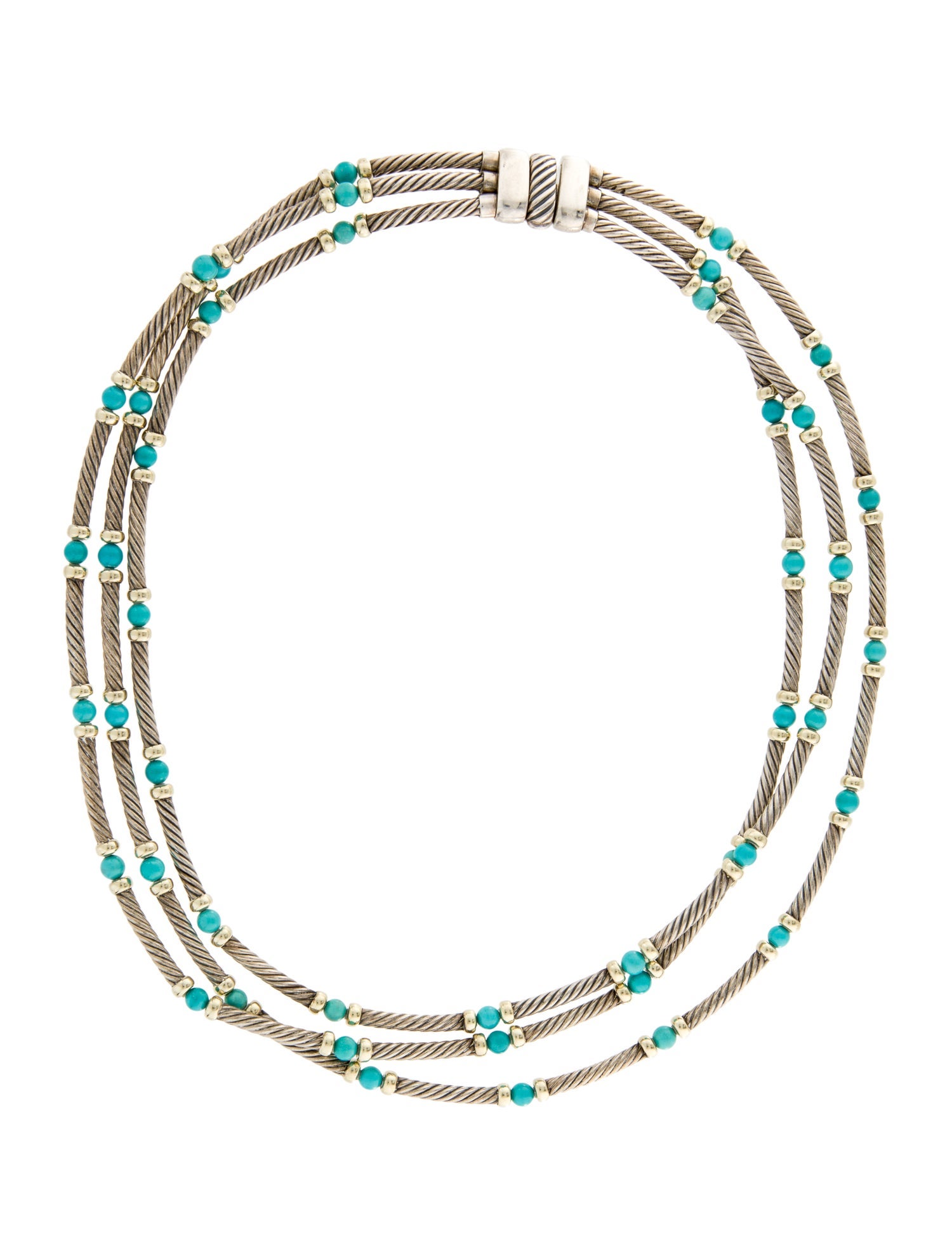 David Yurman Turquoise Hampton Cable Multistrand Necklace
