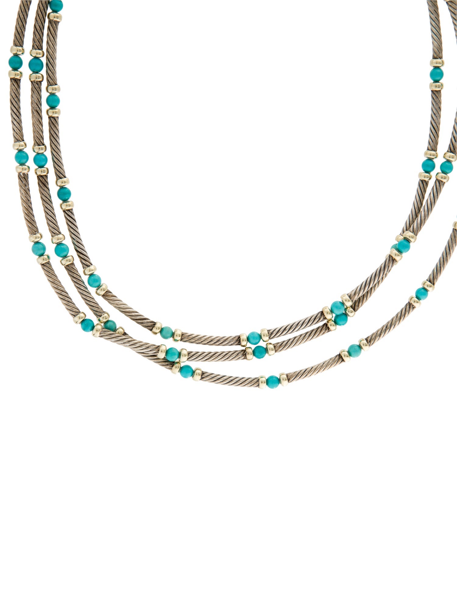 David Yurman Turquoise Hampton Cable Multistrand Necklace