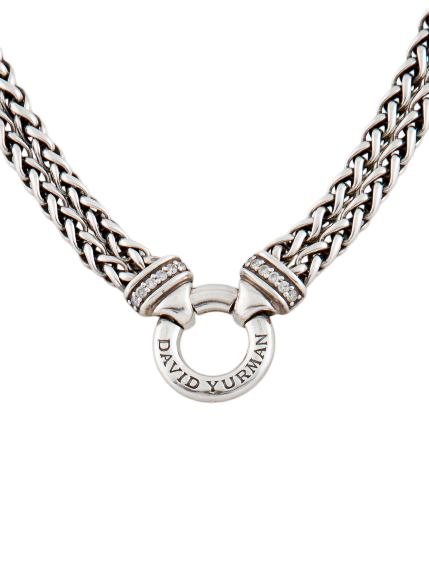 David Yurman Diamond Double Wheat Chain Necklace