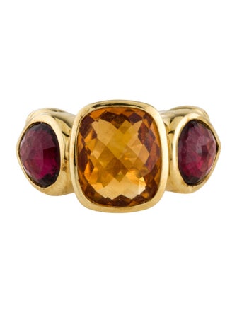 David Yurman 18K Citrine & Rhodolite Mosaic Cocktail Ring