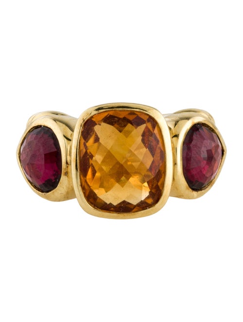 David Yurman 18K Citrine & Rhodolite Mosaic Cocktail Ring
