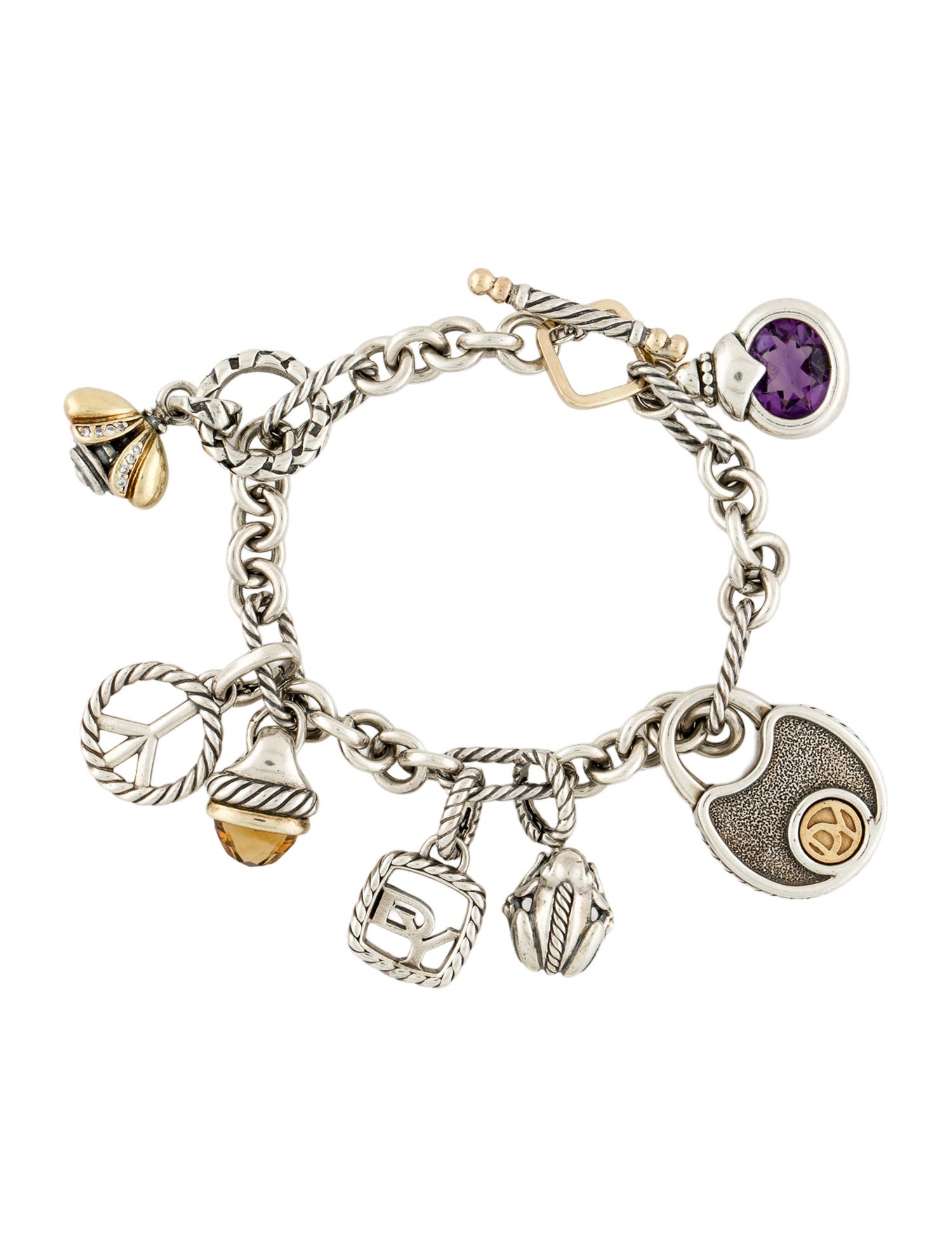 David Yurman Amethyst, Citrine & Diamond 25th Anniversary Bracelet