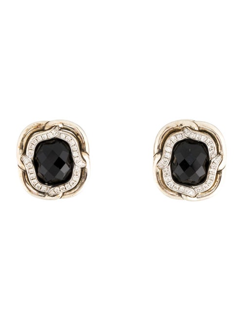 David Yurman Onyx & Diamond Labyrinth Earclips