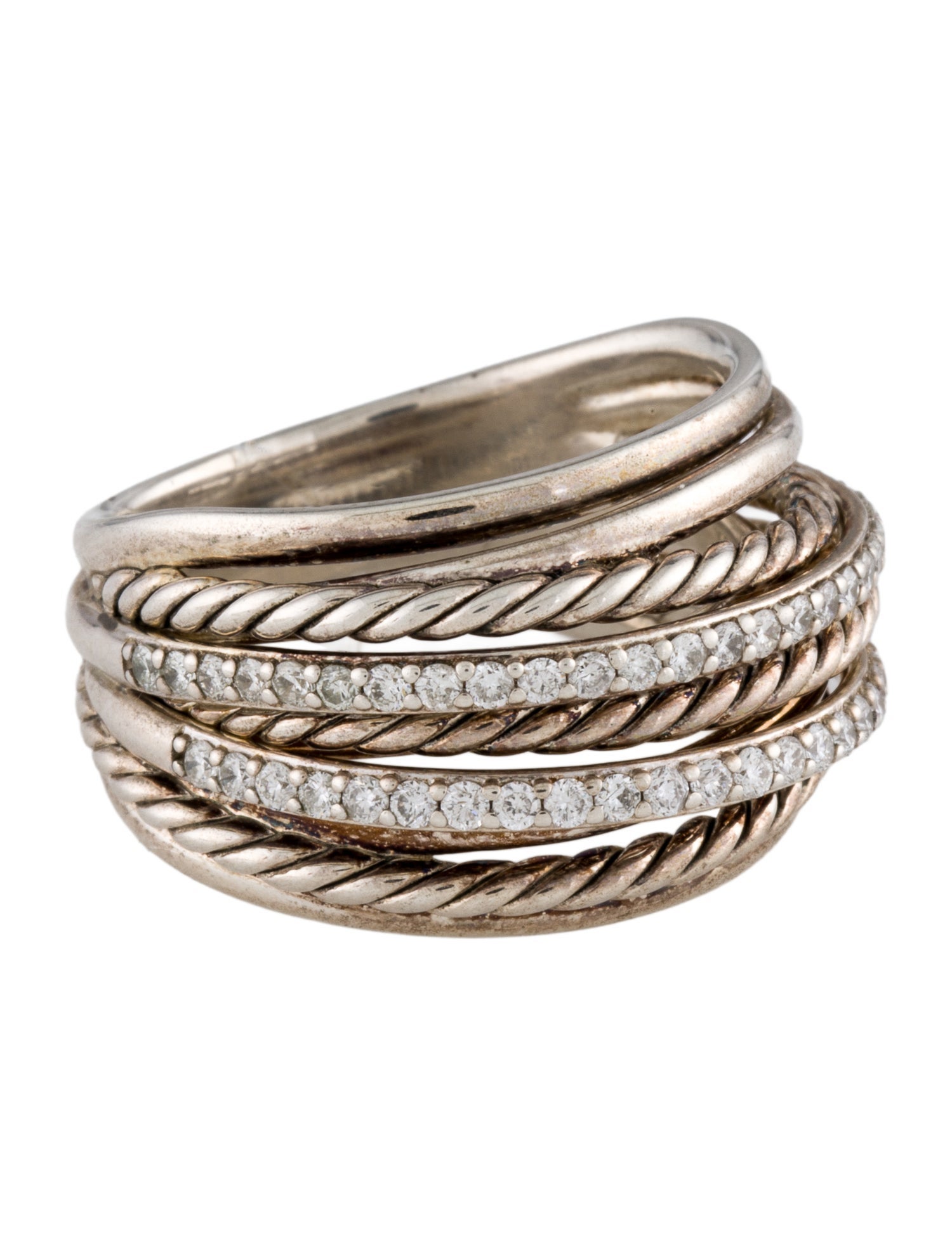 David Yurman Diamond Crossover Dome Ring