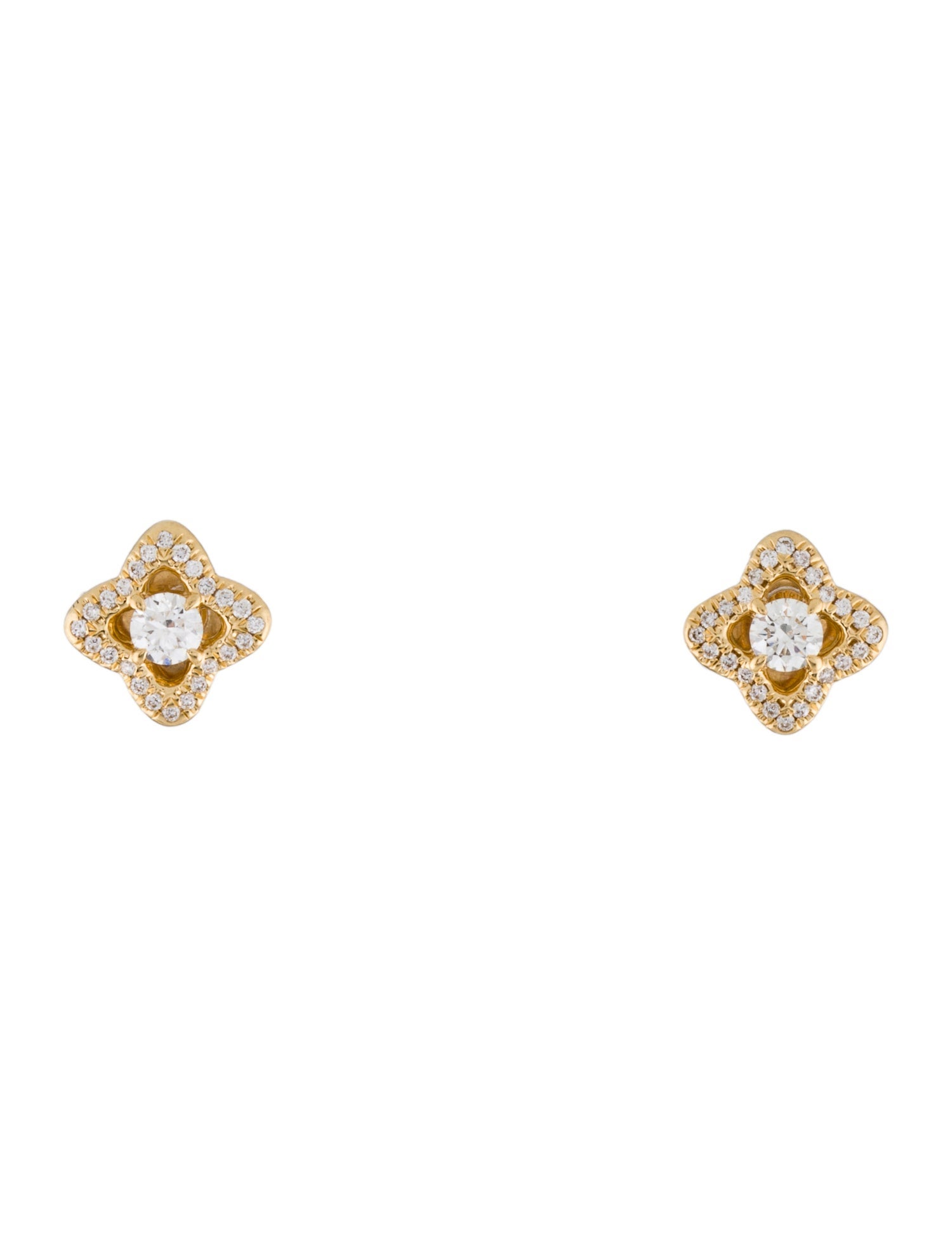 David Yurman 18K Diamond Venetian Quatrefoil Stud Earrings