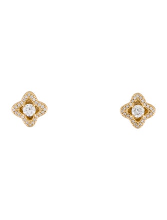David Yurman 18K Diamond Venetian Quatrefoil Stud Earrings