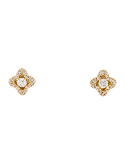 David Yurman 18K Diamond Venetian Quatrefoil Stud Earrings