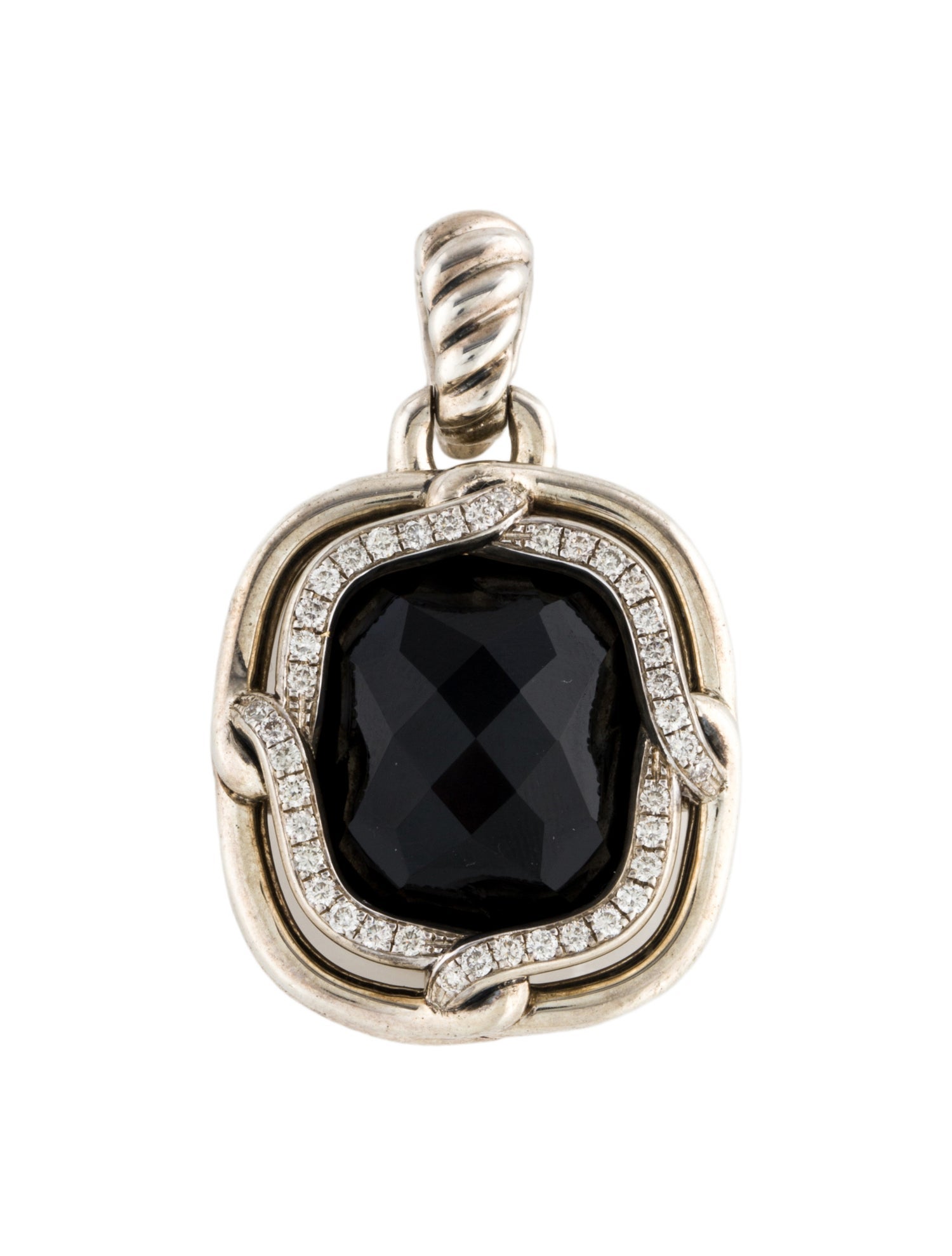 David Yurman Onyx & Diamond Labyrinth Pendant