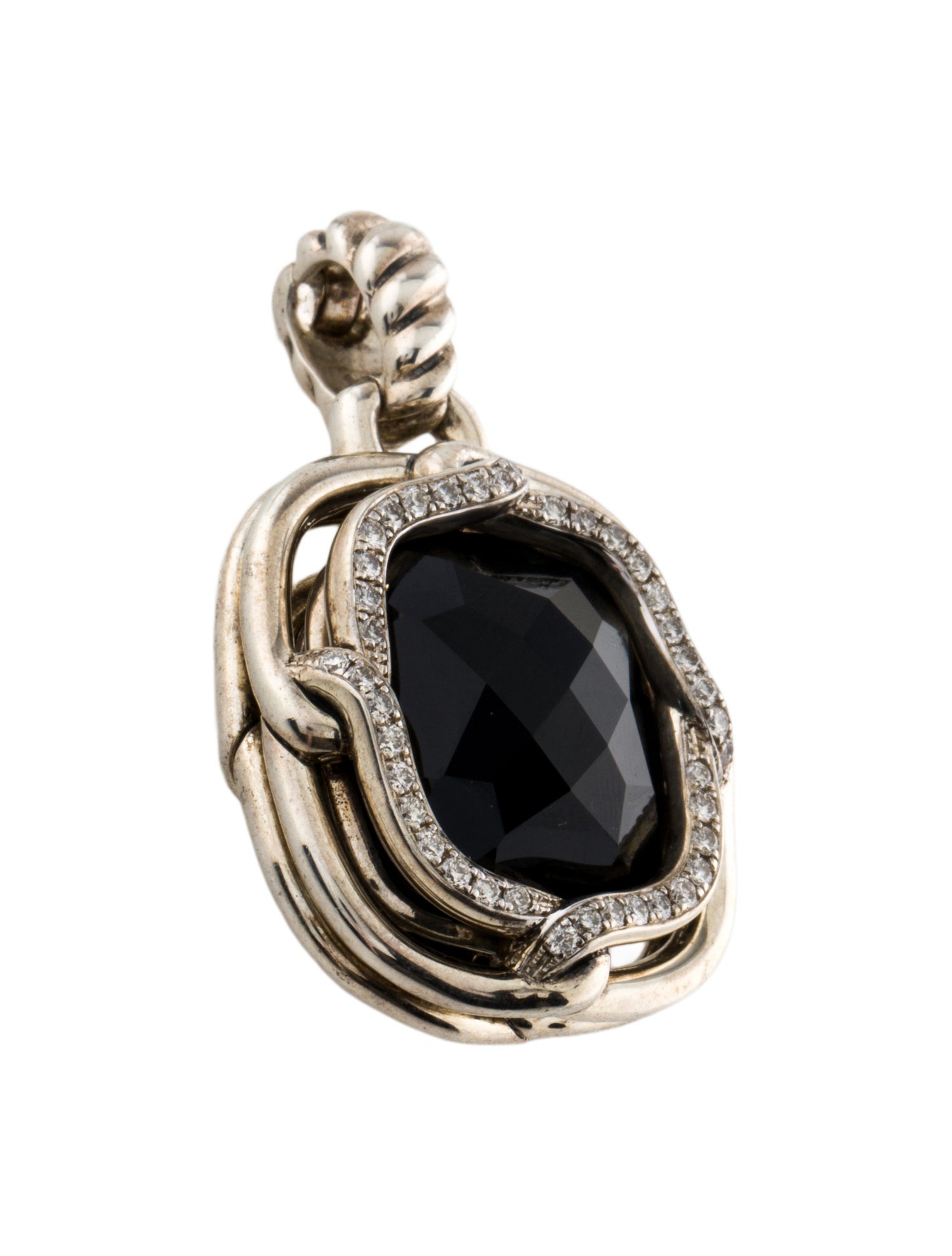 David Yurman Onyx & Diamond Labyrinth Pendant