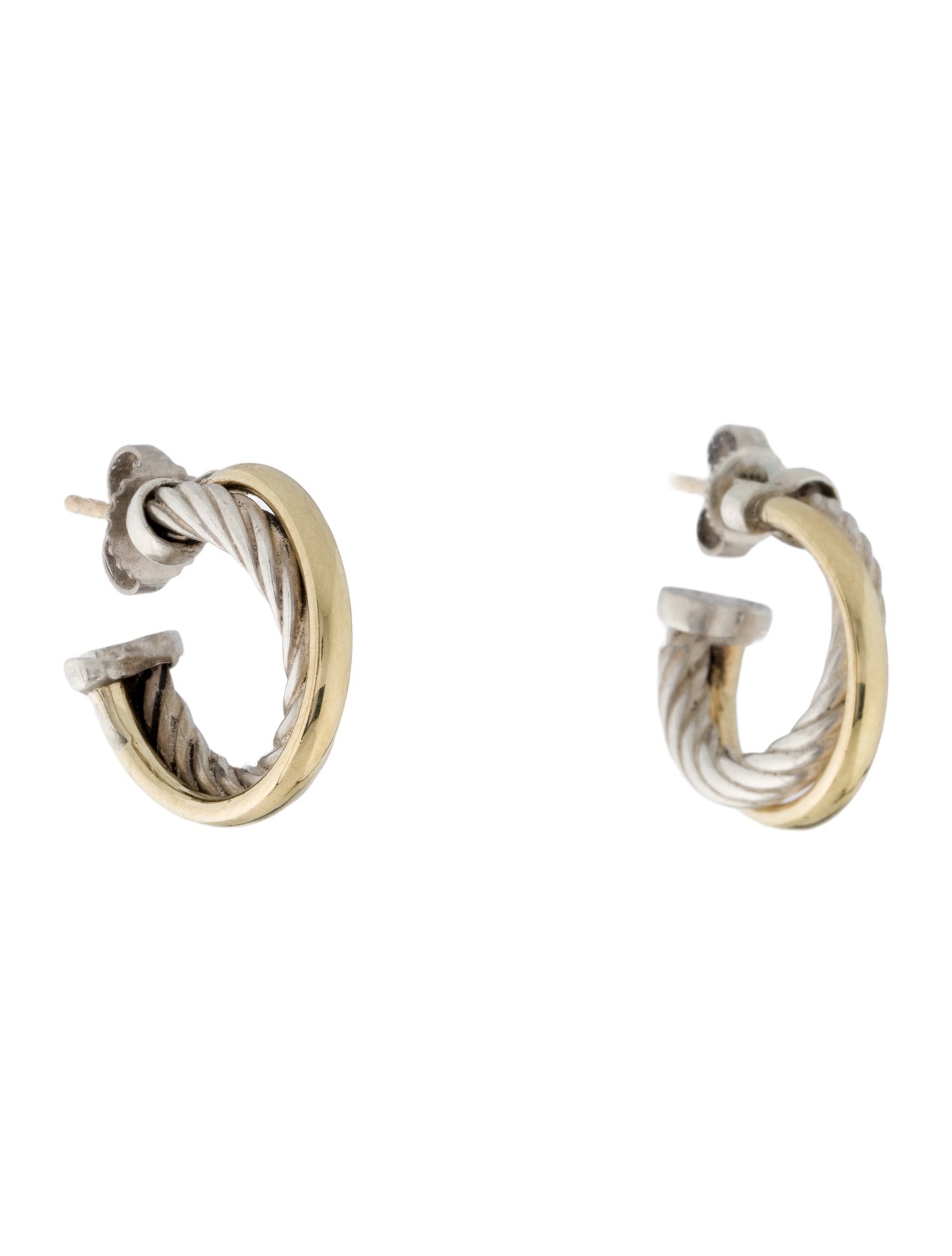 David Yurman Two-Tone Crossover Hoop Earrings