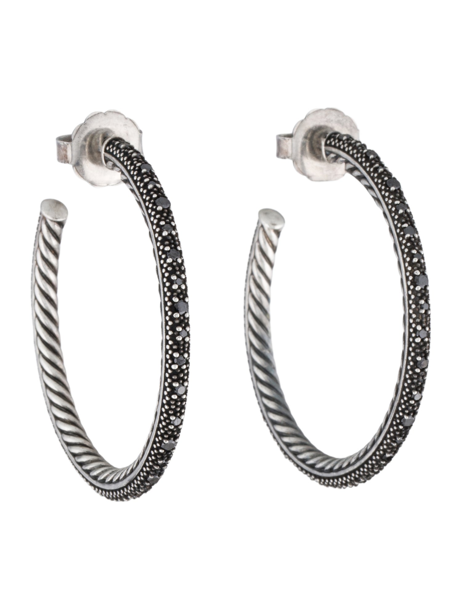 David Yurman Diamond Midnight Mélange Large Hoop Earrings