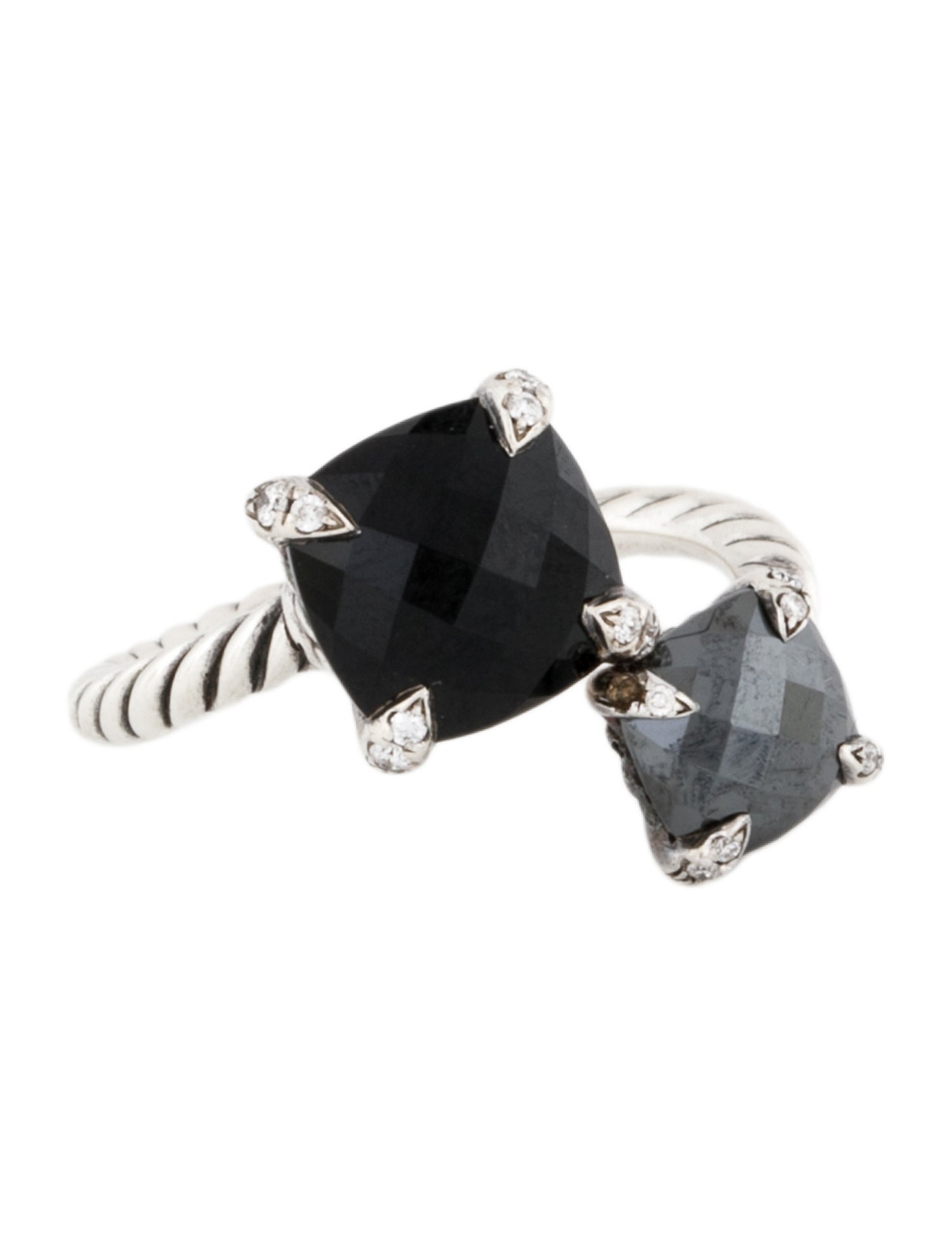 David Yurman Onyx, Hematine & Diamond Châtelaine Bypass Ring