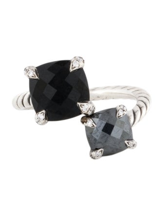 David Yurman Onyx, Hematine & Diamond Châtelaine Bypass Ring