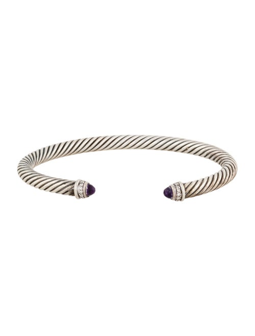 David Yurman Amethyst & Diamond Classic Cable Cuff Bracelet